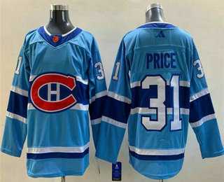 Men%27s Montreal Canadiens #31 Carey Price Blue 2022 Reverse Retro Stitched Jersey->new jersey devils->NHL Jersey